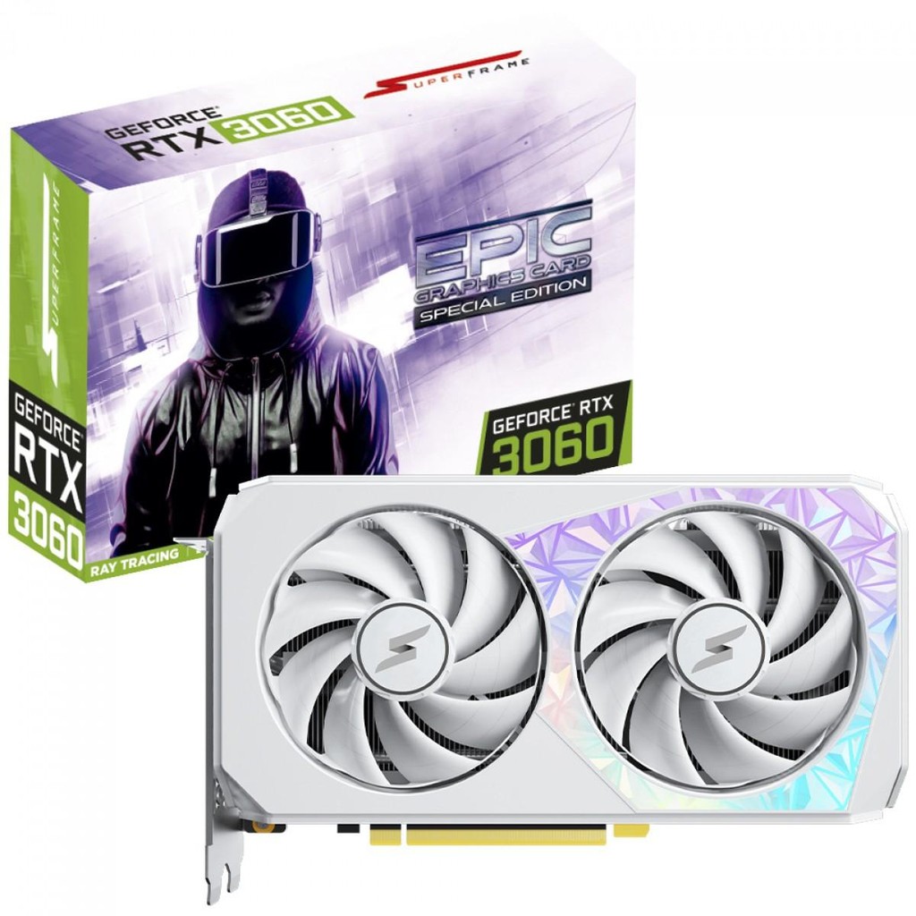 Placa de Vídeo SuperFrame NVIDIA GeForce RTX 3060 EPIC Especial Edition, White, 12GB, GDDR6, DLSS