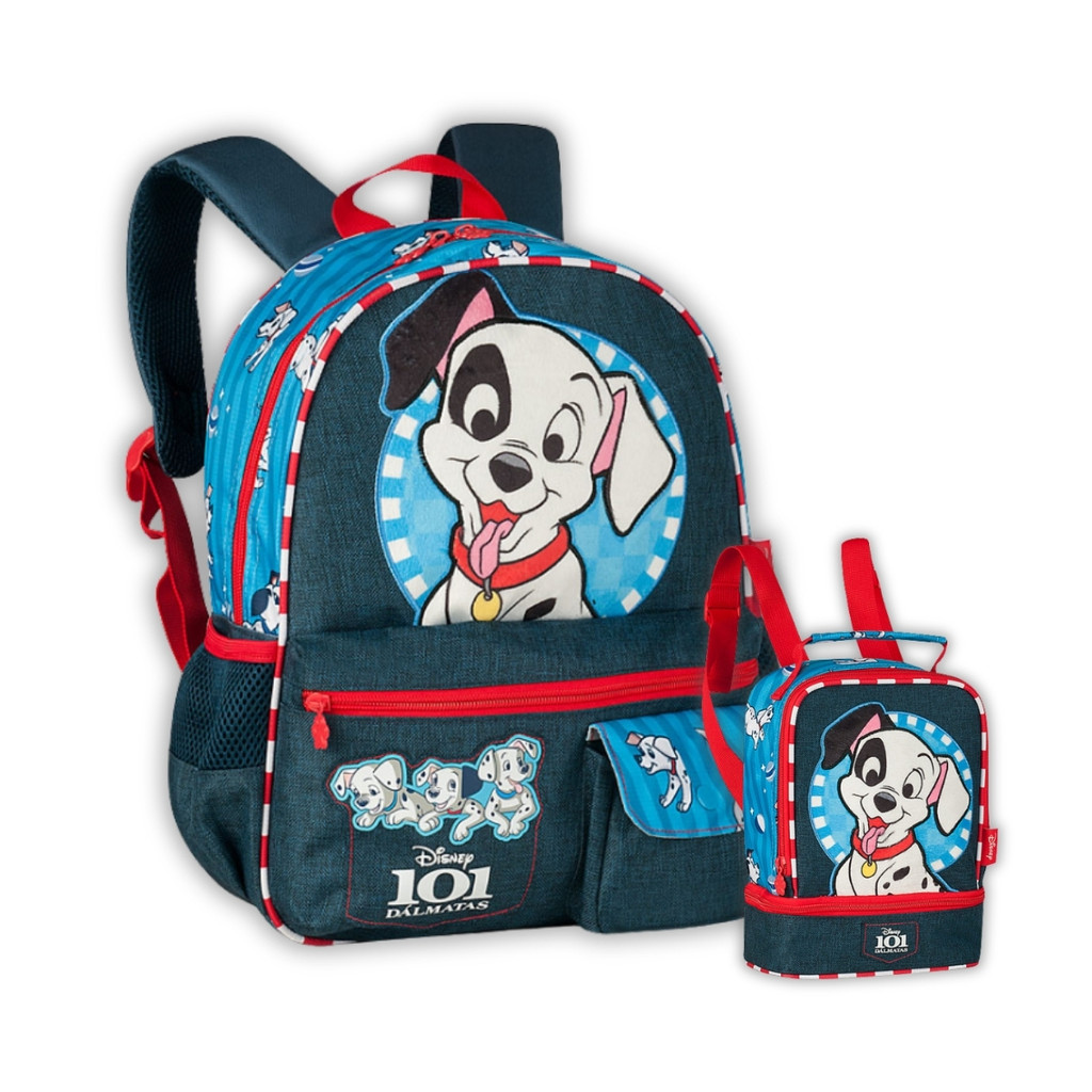 Kit Mochila Costas 101 Dálmatas Lancheira Mochilinha Térmica