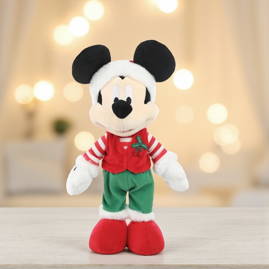 Pelúcia Decorativa de Natal - Mickey em Pé - Verde e Vermelho - 36cm - 1 unidade - Disney Original - Rizzo