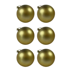 Kit com 6 Bolas De Natal Dourado Fosco 8cm Enfeite Natalino Decoração