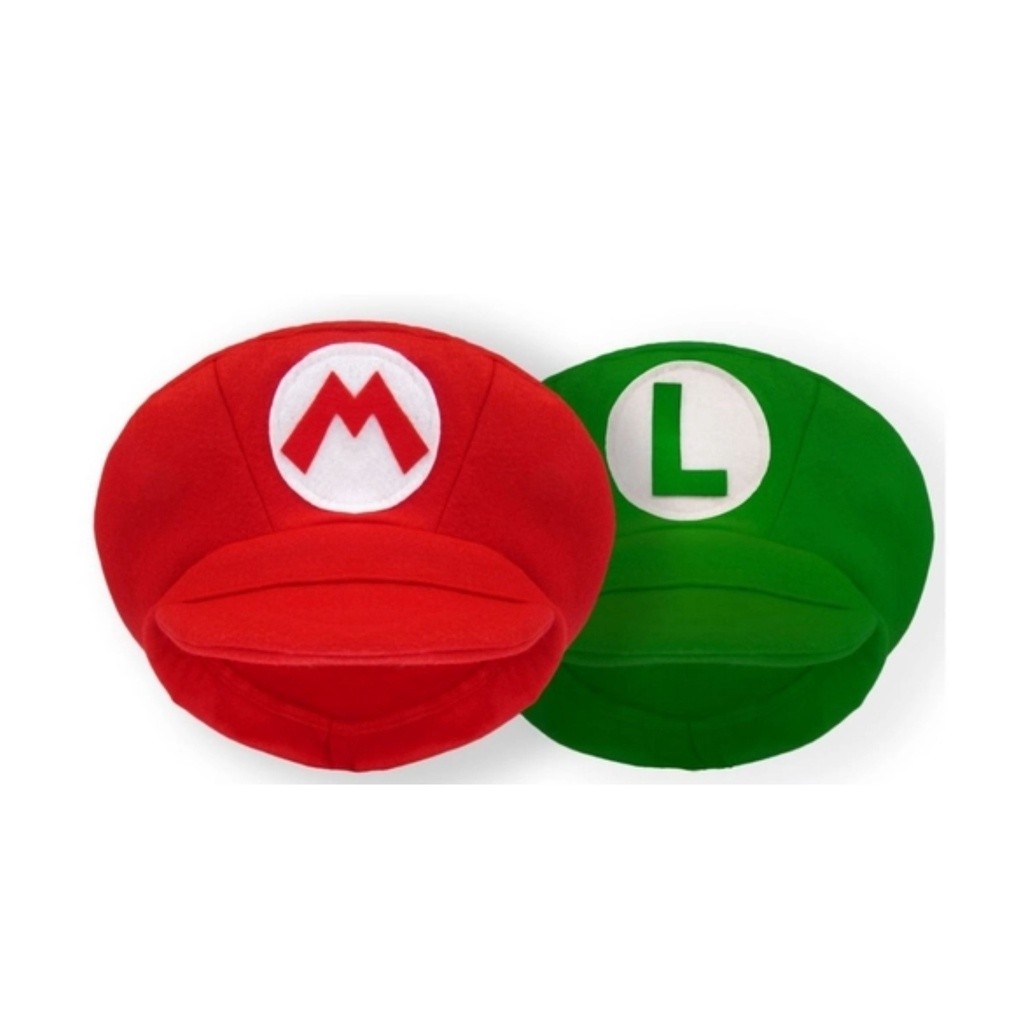 Kit 2 Unidades Quepe Super Mario Bros Boina Chapéu fantasia Mario e Luigui