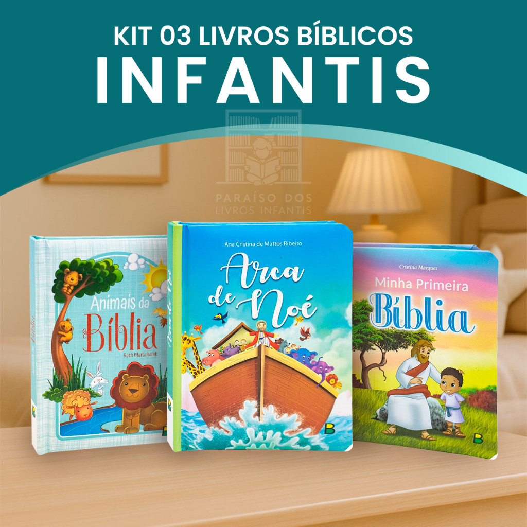 Kit 3 Livros Incentivo a Vida Cristã para Bebês - Coletânea Meu Livro Fofinho - p/ Crianças a Partir 2 Anos com Desenhos