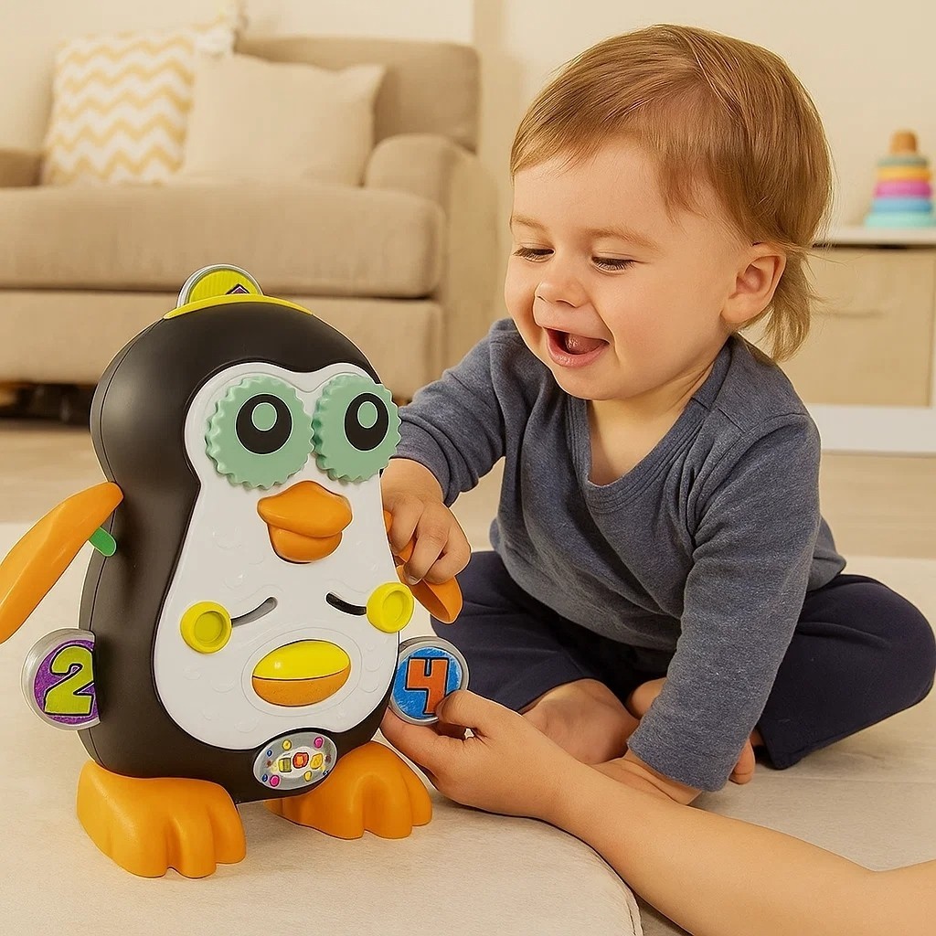 Brinquedo Educativo Pinguino Bonequinho Animal Bichinho Criança Presente Divertido Som Interativo