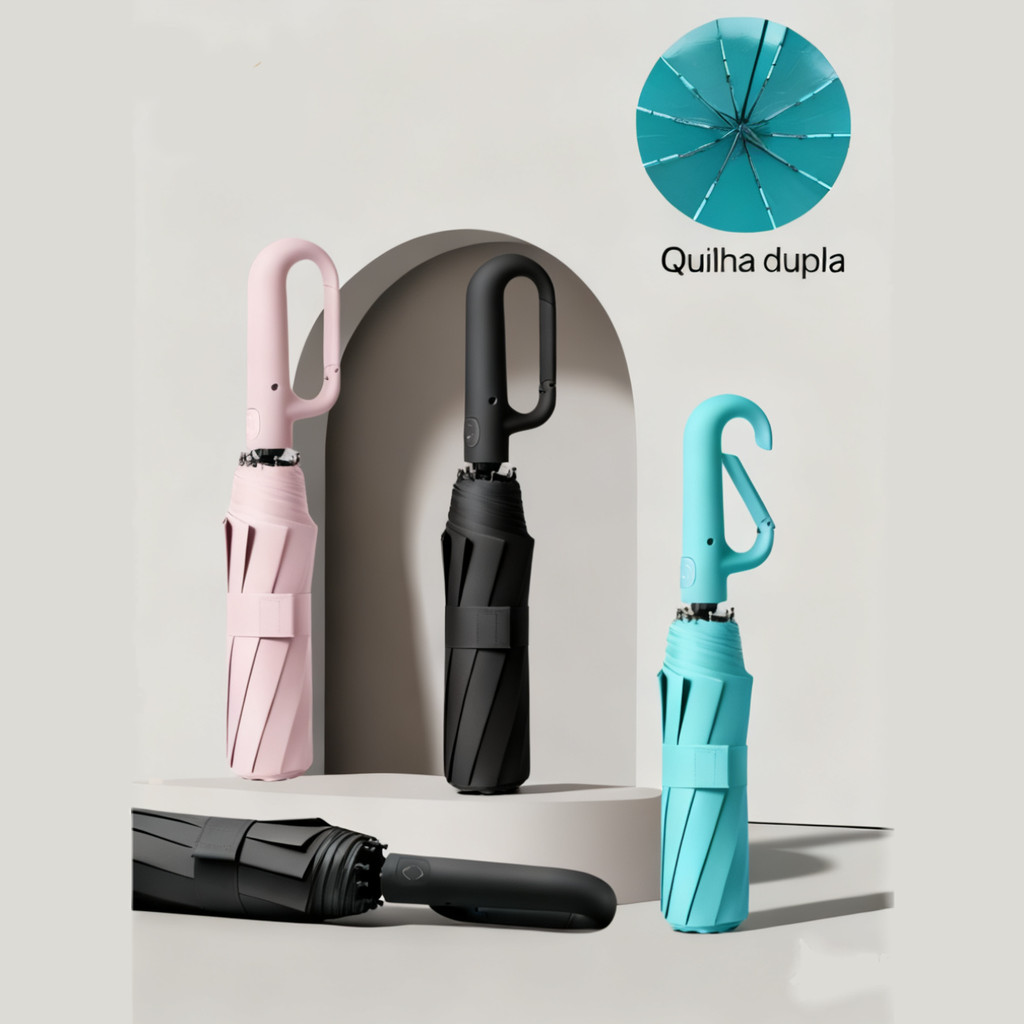 Novo Guarda-Chuva Automático com Fivela que pode ser aberta e fechada Reforçado à prova de vento e sol em Oferta na Shopee