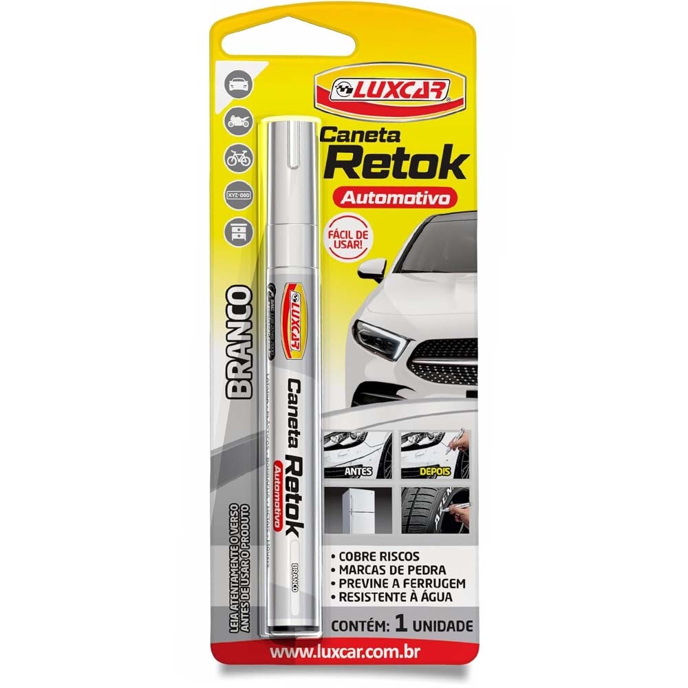CANETA REPARO PINTURA AUTOMOTIVO BRANCA - LUXCAR