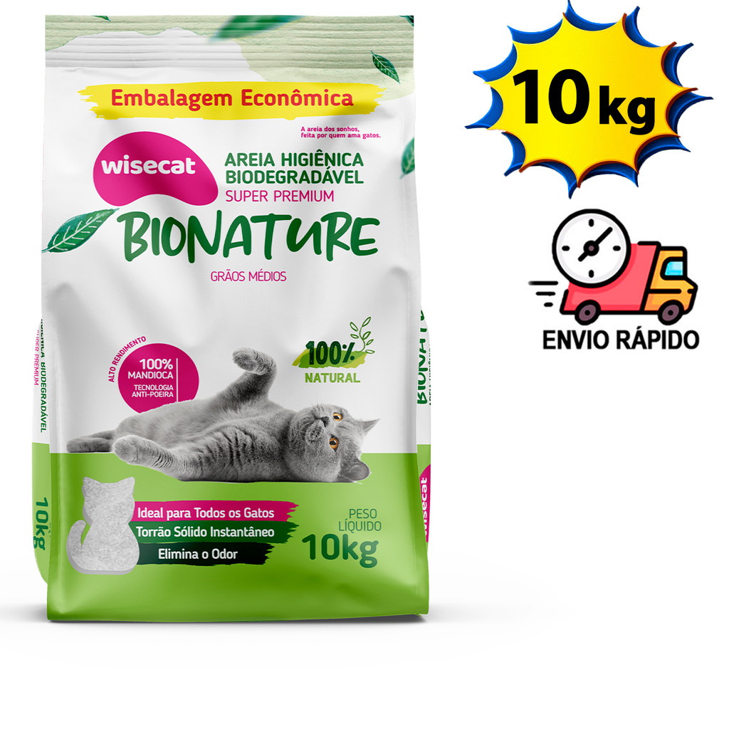 Areia de Mandioca 100% Natural Areia Para Gato 4 Ou 10Kg Biodegradável Areia Para Gato