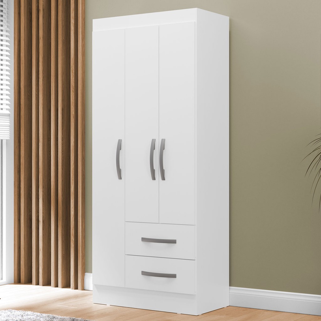 Guarda-Roupa Solteiro Adolfo 3 Portas 2 Gavetas - MX Móveis em Oferta na Shopee