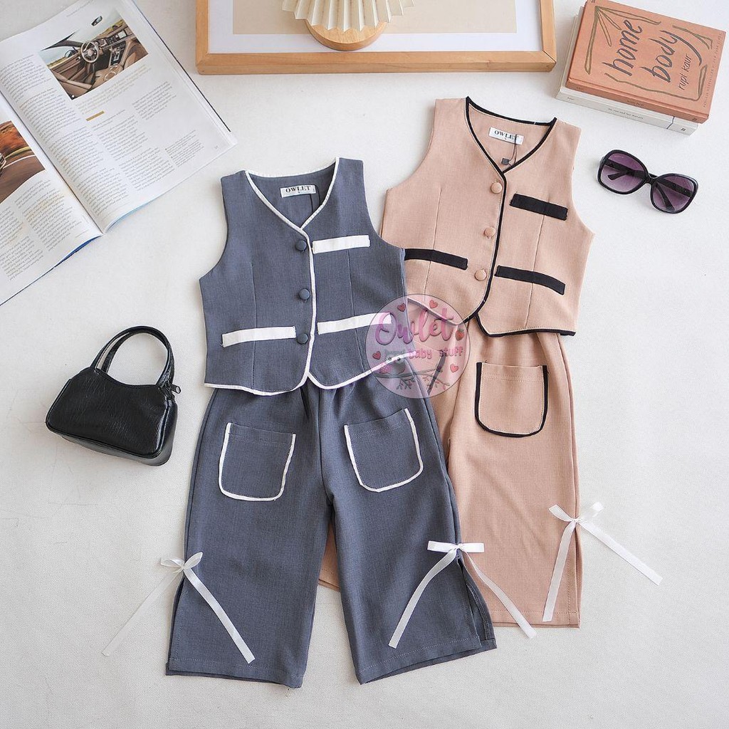 Owlet-Irenne Oneset-Conjunto Feminino De Calças Culottes-Top Colete Modelos De Moda Para Meninas De 1 A 8 Anos