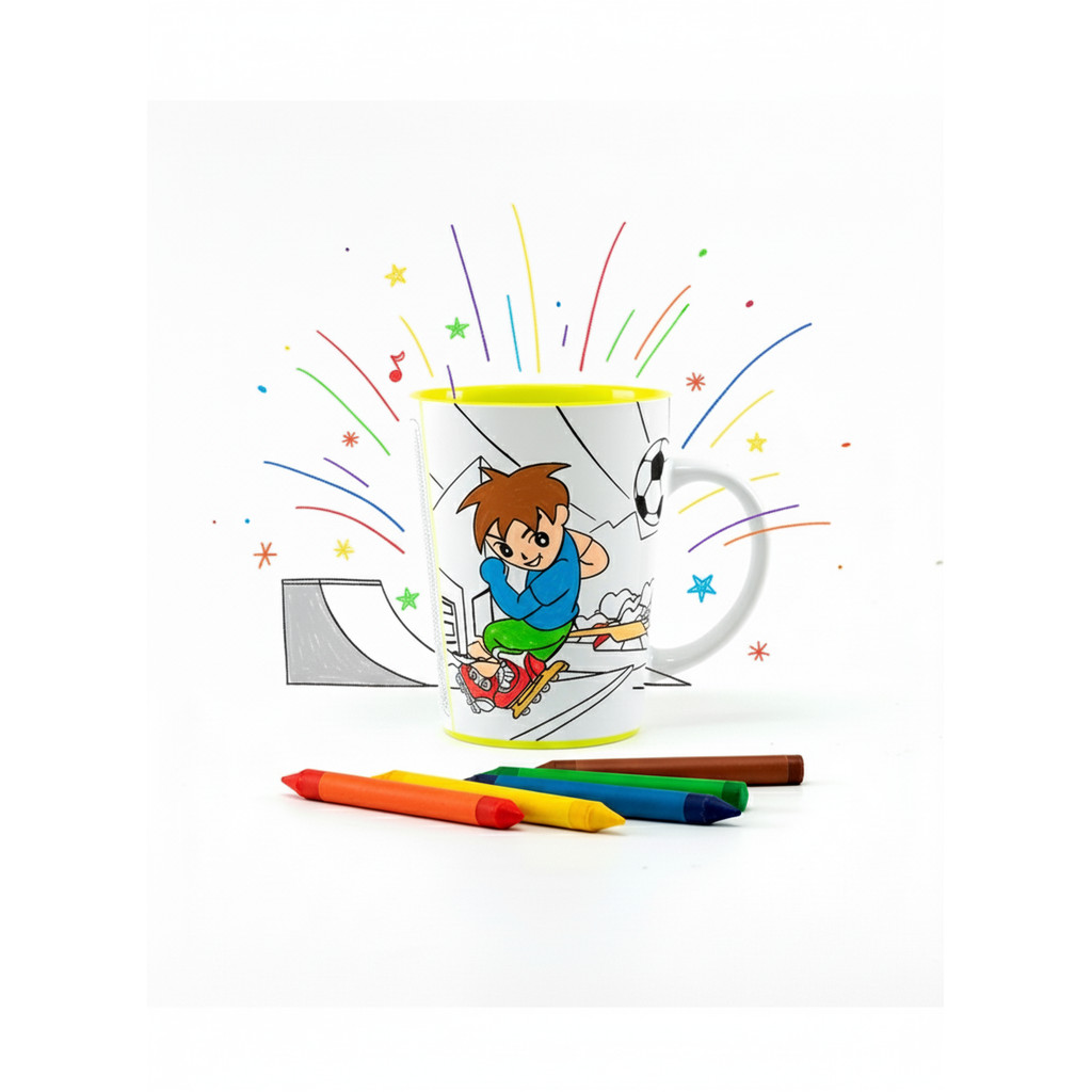 Copo Para Pintar com Giz de Cera - Esportes - Tuby