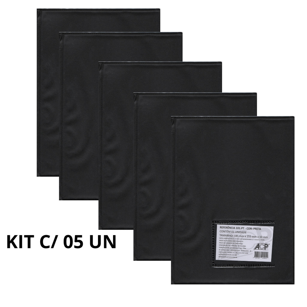 Kit 05 Pasta Catálogo Meio Oficio (PEQUENA) 10 Envelopes 190X250mm- ACP COR:05 PRETA