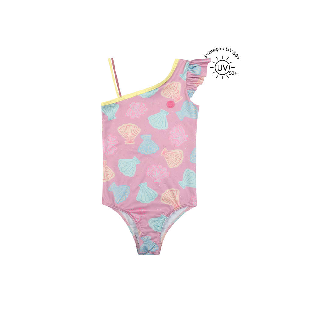 Maiô Infantil Menina Glitter Proteção UV Elian Rosa