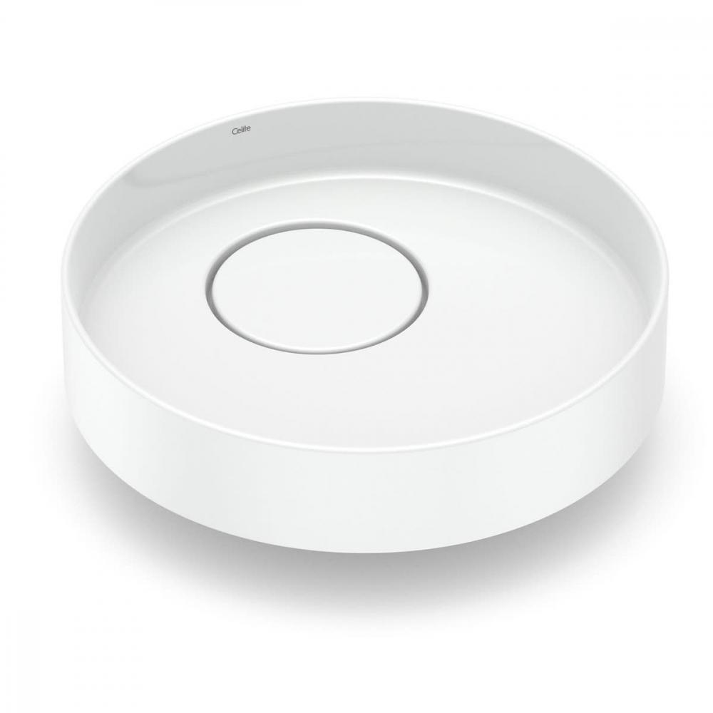 Cuba de Apoio Upper Deck Redonda Design D4 Branco Celite 39,5cm