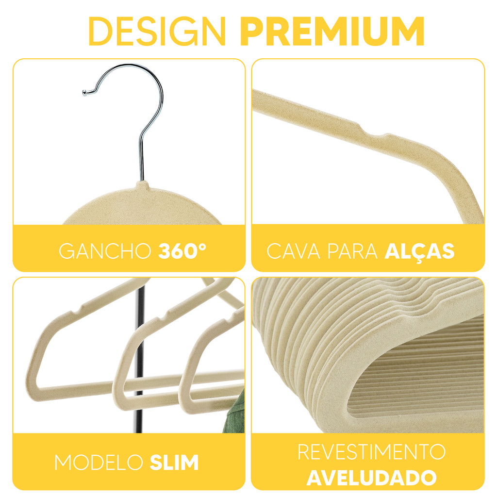 Kit 30 Cabides De Veludo Infantil Preto Bege Ultra fino Slim · foto 2