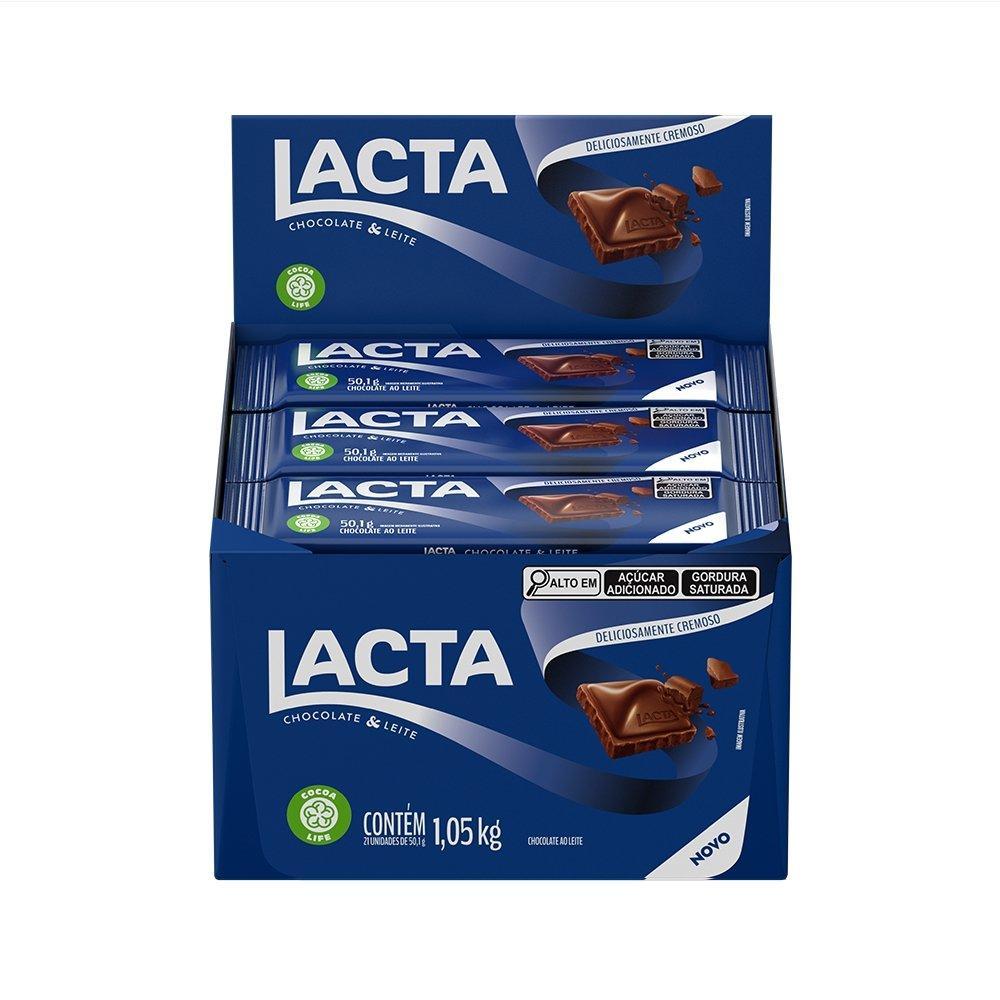 Chocolate Lacta Ao Leite 50,1g - Embalagem com 21 Unidades