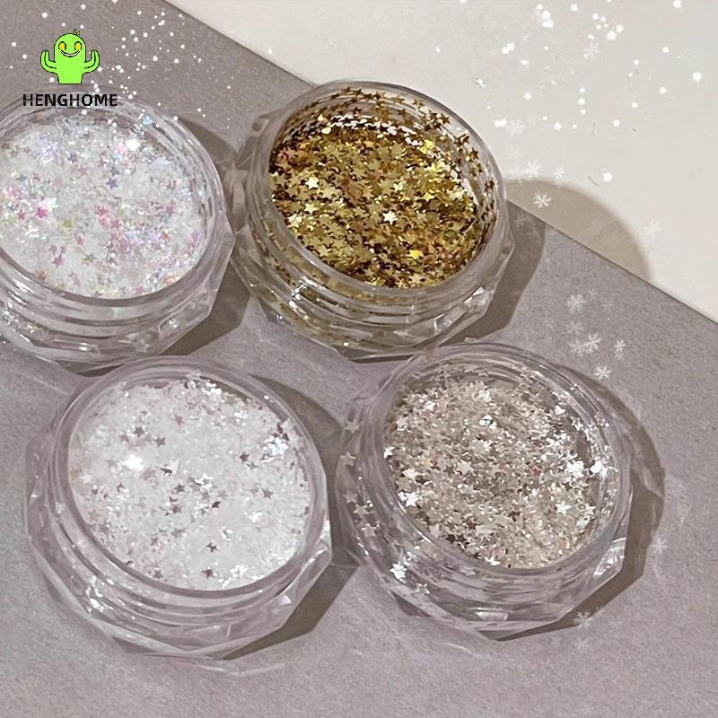 HENGHOME 1mm Mini Estrela Espumante Prego Glitter Pentagrama Decoração De Unhas Design De Salão De Beleza Acessórios Fof
