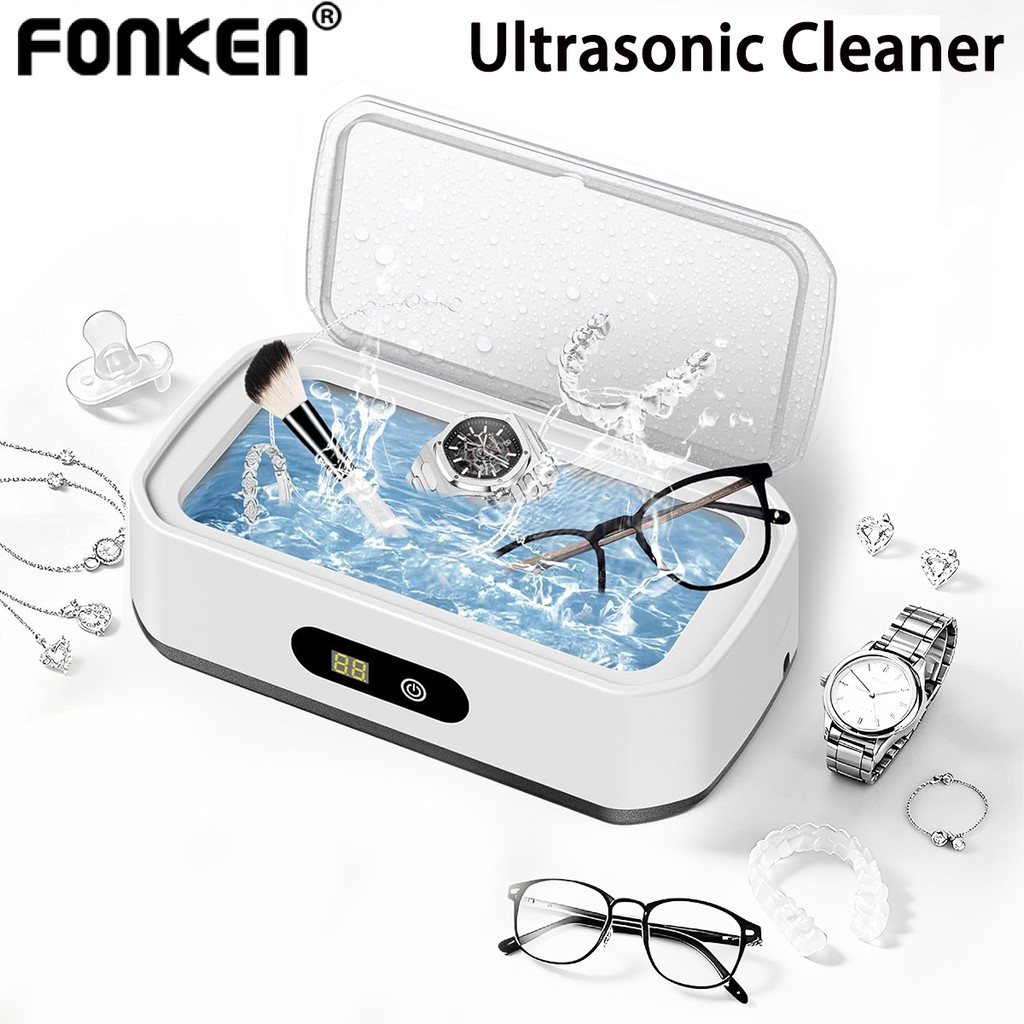 Fonken 650ml Capacidade Caixa De Limpeza Ultrassônica Vibração De Alta Frequência Jóias Óculos Relógios Limpador