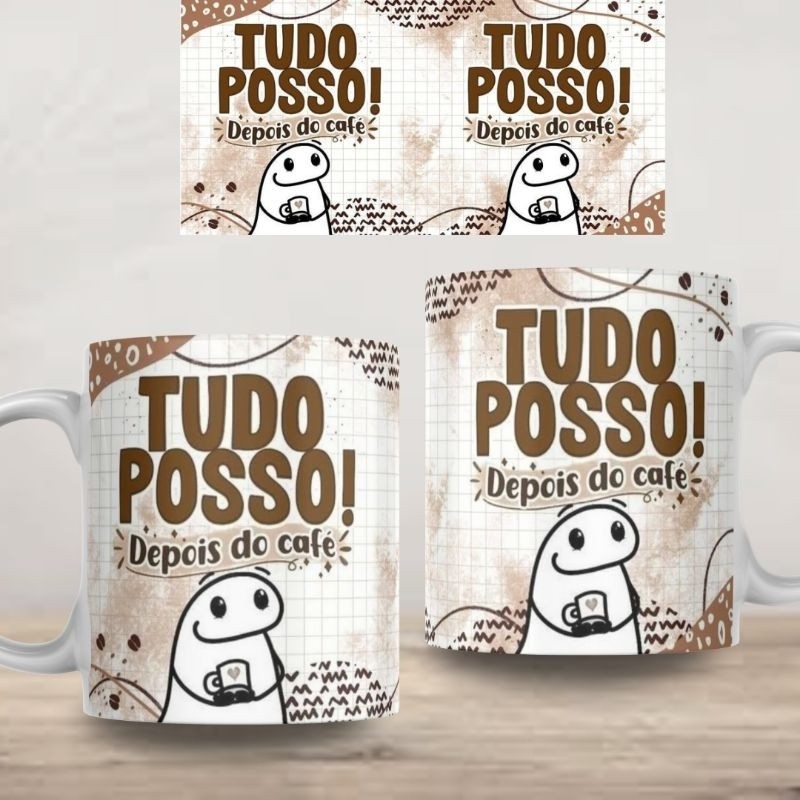 Xícara Caneca Personalizada Flork Meme Tudo Posso! Depois do meu Café Cerâmica Plastico Presente Promoção Lembrança Xíca