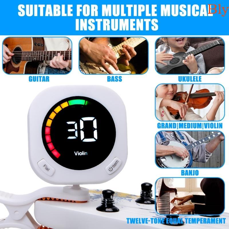 Bly Rotating Guitar Tuner Profissional Clip-On Afinador Eletrônico Digital