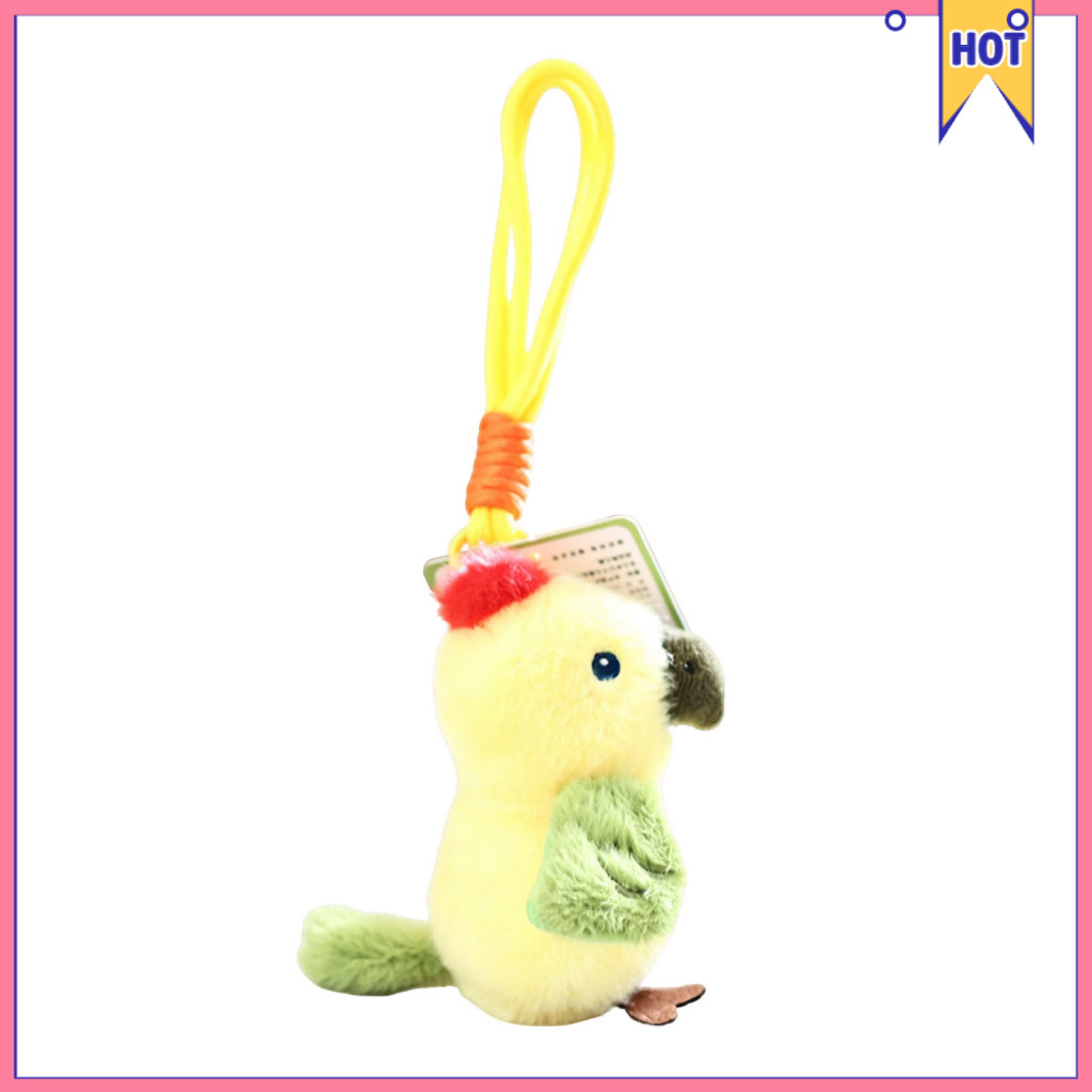 Cute Small Parrot Plush Keychain – Soft Sparrow Stuffed Animal Bag Charm Adorable Cartoon Bird Pendant for Backpack Pu