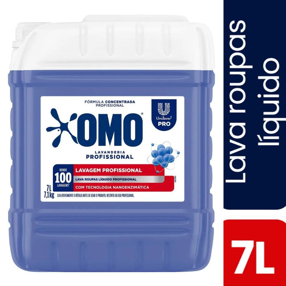 Sabão Líquido Omo Lavanderia Profissional 7L | Lavagem Perfeita | 1,2,3 Un | Uso Intensivo