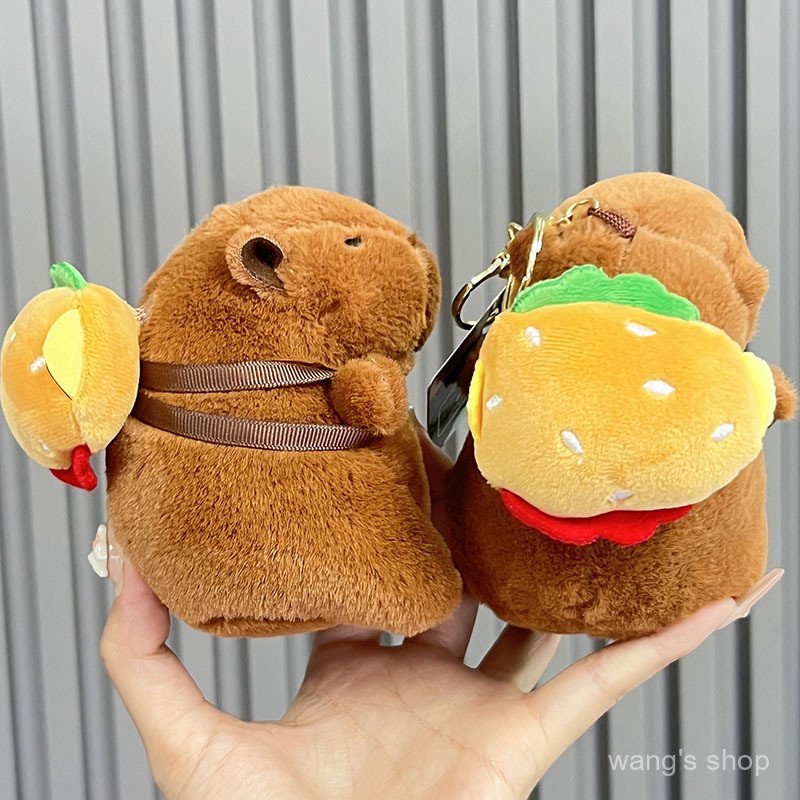 Pingente de capivara estilo hambúrguer, presente pequeno para o Dia dos Namorados, pingente de chaveiro, acessório, pequ