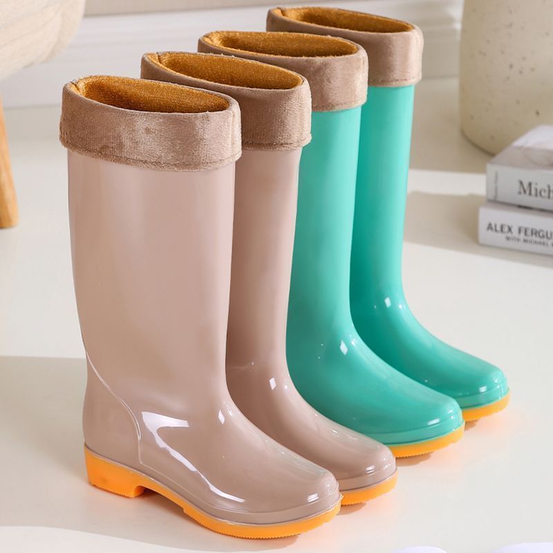Botas Impermeáveis Femininas Elegantes para Adultos, Botas de Chuva de Cano Médio-Alto Antiderrapantes e Resistentes ao