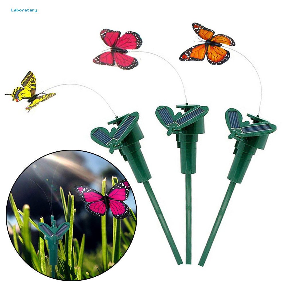 3 Unidades Movido A Energia Solar Voando Esvoaçante Estaca De Borboleta Falsa Decoração De Ornamento De Jardim