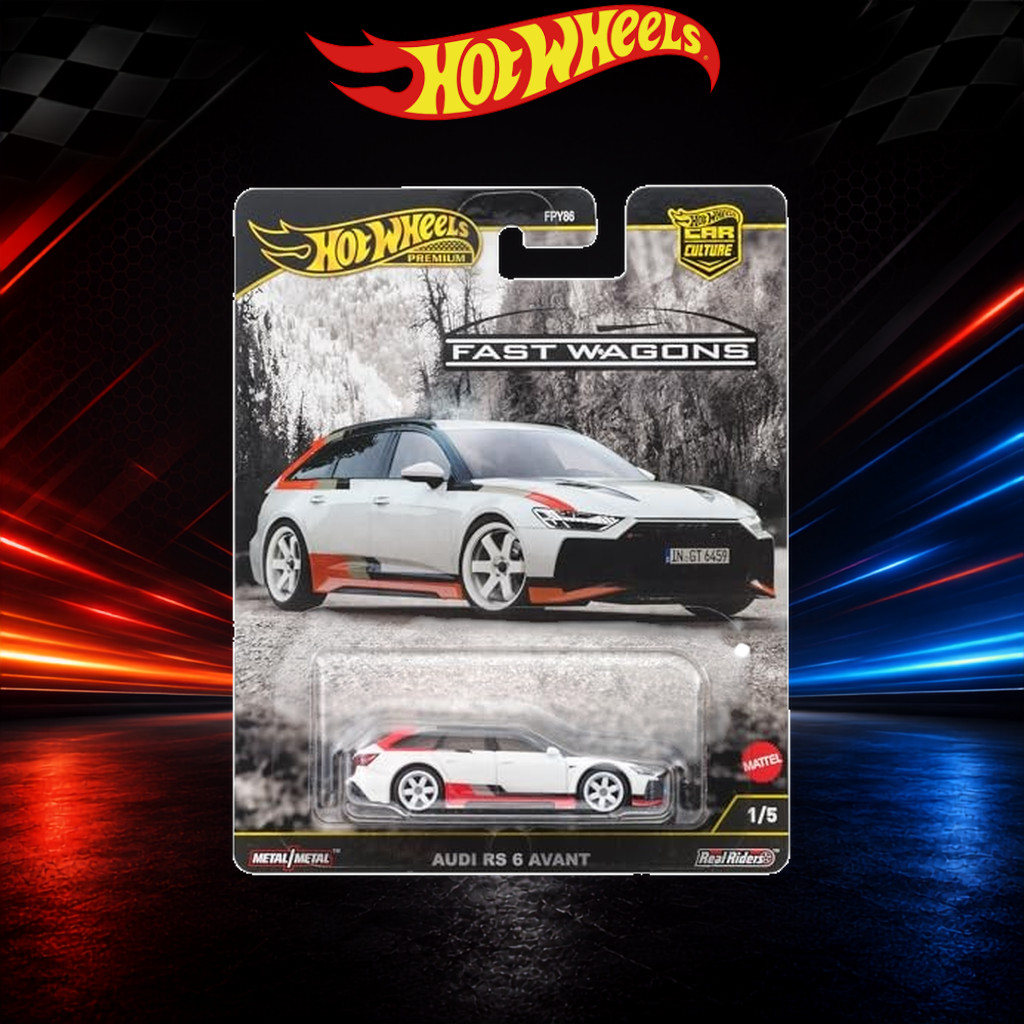 Hot Wheels Premium Car Culture Fast Wagons Audi RS 6 Avant JBK51 White 1:64 Die-Cast Mini Car