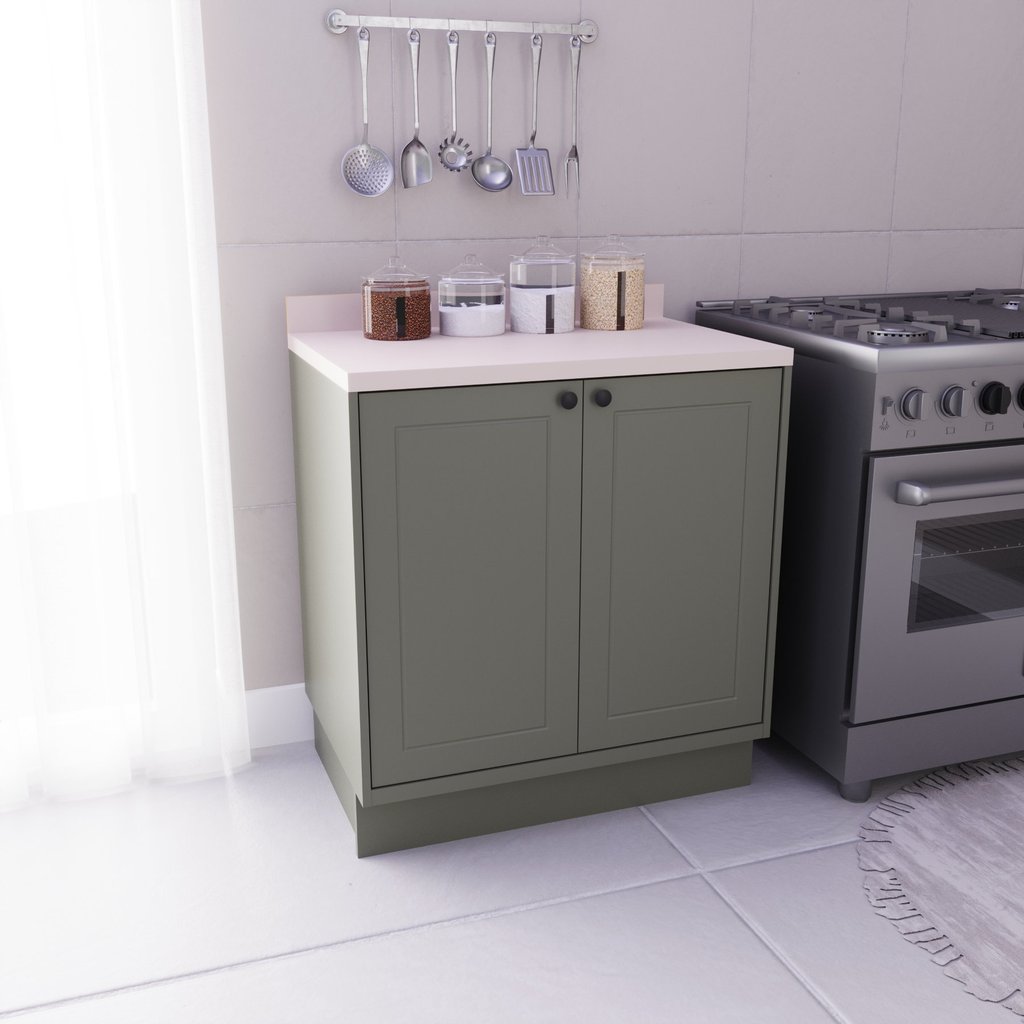 Balcão de Cozinha 2 Portas 100% MDF 80cm sem Tampo Sevilha Herval Verde/Hill Verde Hill
