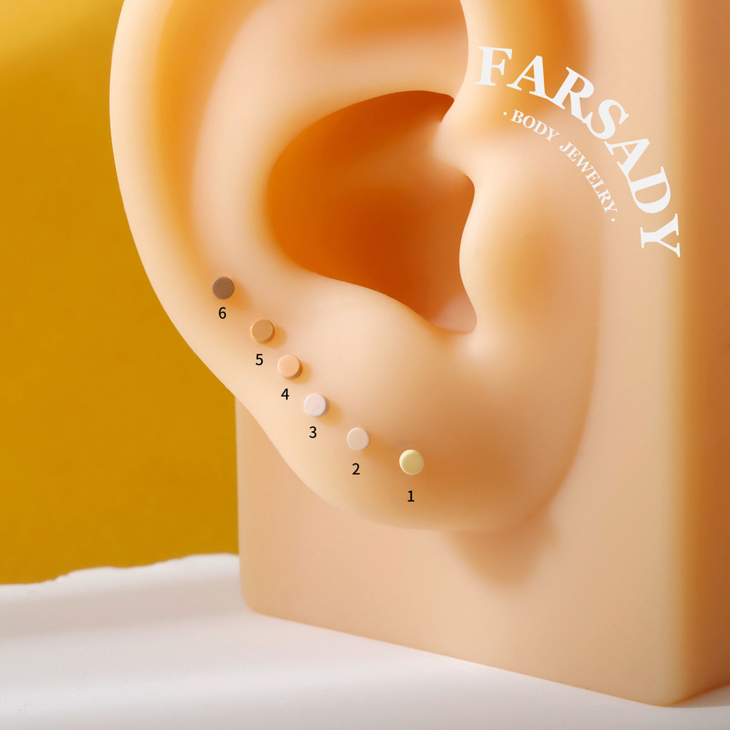Top De Titânio Com Tom De Pele Invisível 2 Unidades-Disco Rosqueado F136 De 2 Mm Para Narina , Tragus , Concha , Hélice