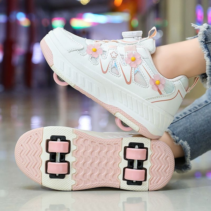Tênis de Corrida para Meninas 07ZY, Novo Estilo de Verão 2025, Patins Respiráveis com Quatro Rodas, Adequados para Taman