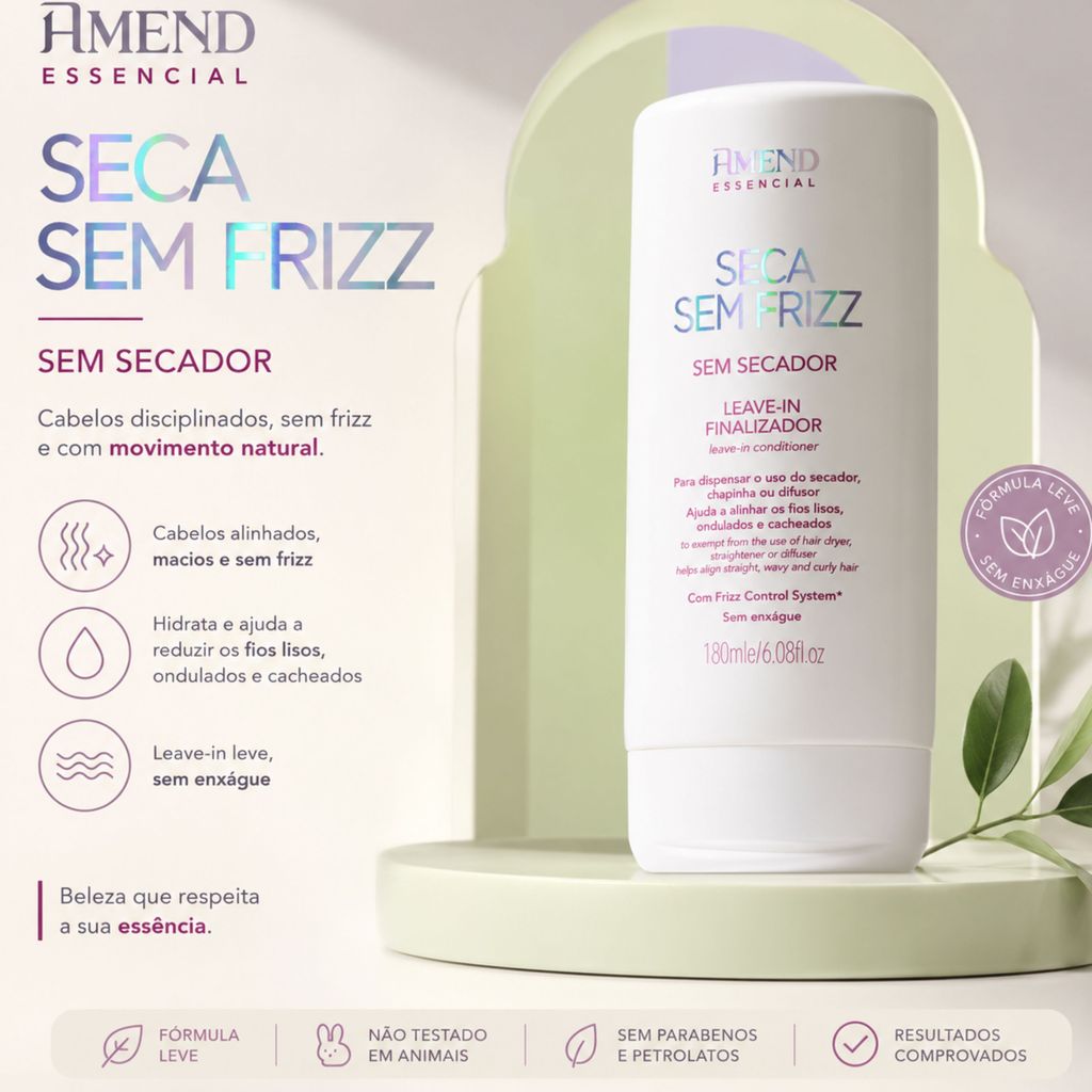 Amend Essencial Seca Sem Frizz Proteção térmica 180ml