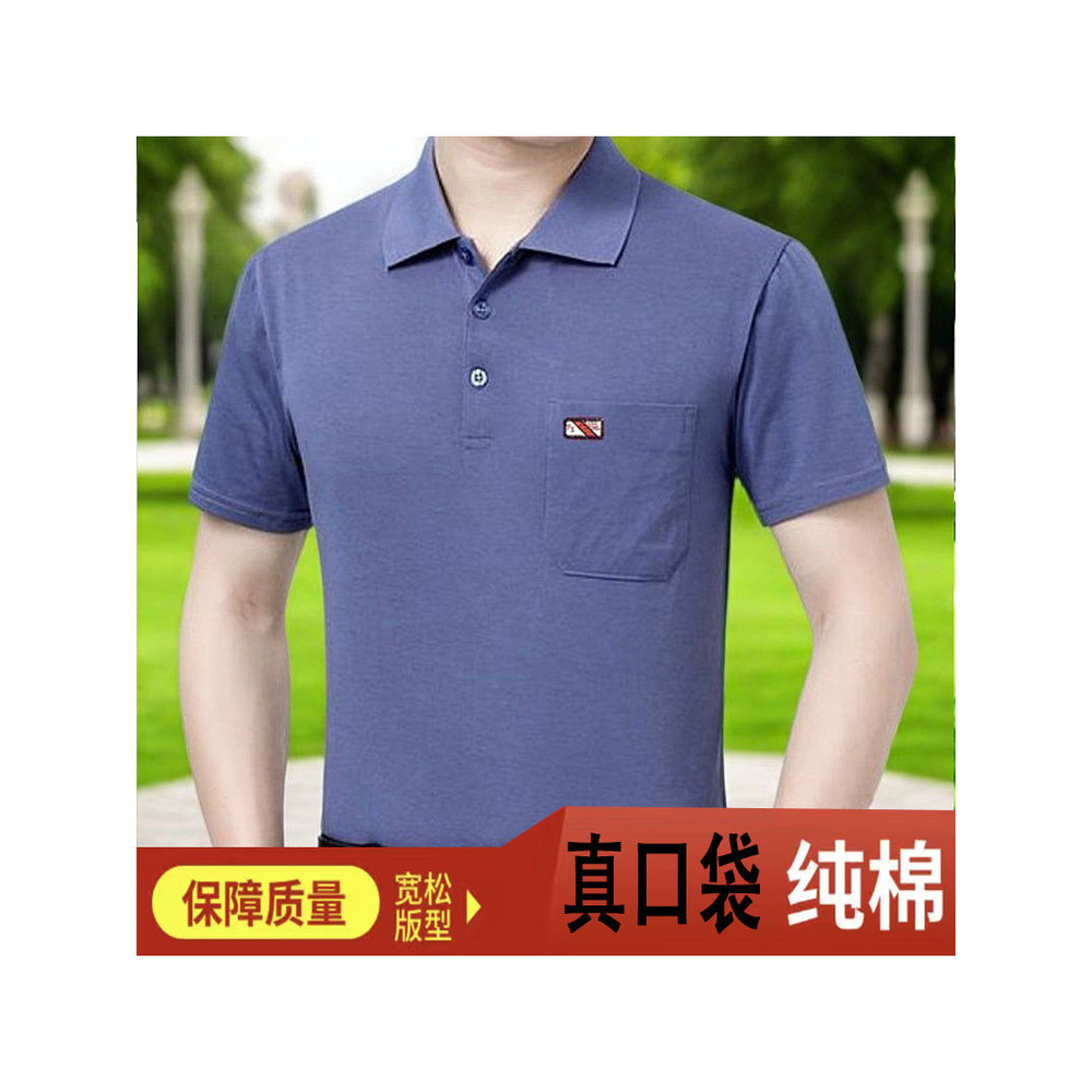 Bolso Real puro algodão roupas de verão de meia-idade idosos masculino de manga curta camiseta solta roupas masculinas l