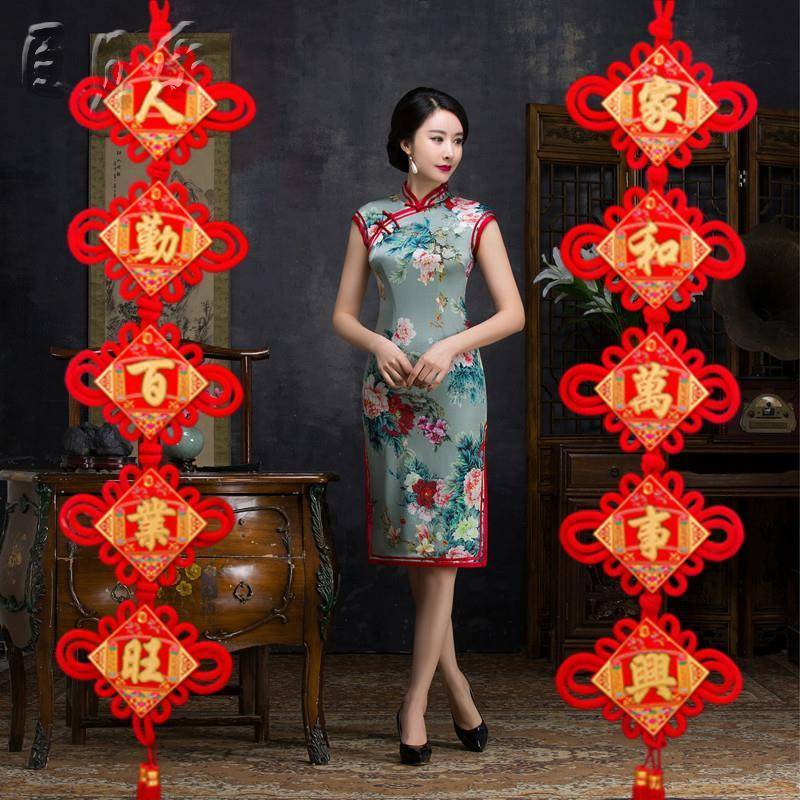 Pingente de dístico chinês de ano novo palavra dupla face casa nova inauguração de casa sala de estar enfeites de porta