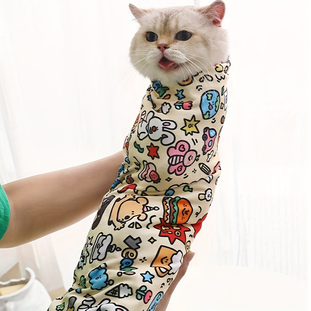 Chatoll Cat Grooming Wrap-Manga De Proteção Para Animais De Estimação De Poliéster Macio Medicamentos E Limpeza , em Oferta na Shopee