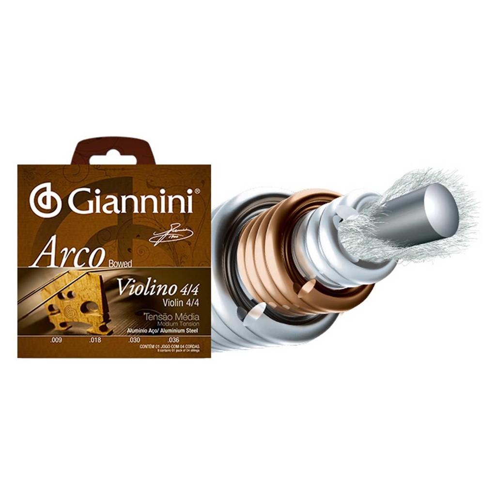 Encordoamento Giannini Arco para Violino 4/4 Tensão Média GEAVVA