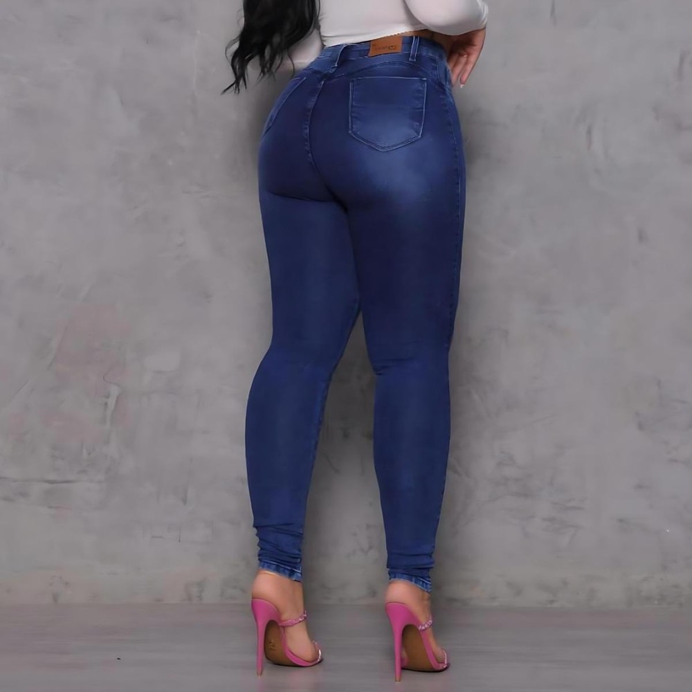 Calça Jeans Vizzary Skinny Cintura Alta Feminina - Azul Royal em Oferta na Shopee