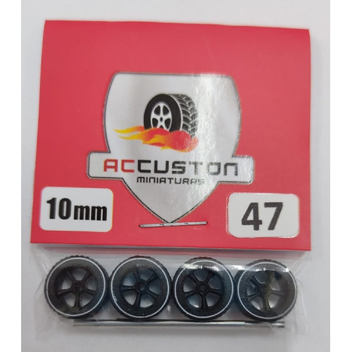 Rodas com pneu de borracha Para Customização de Hot Wheels Matchbox e Miniaturas 1/64  Ac Custon 10 mm modelo 47