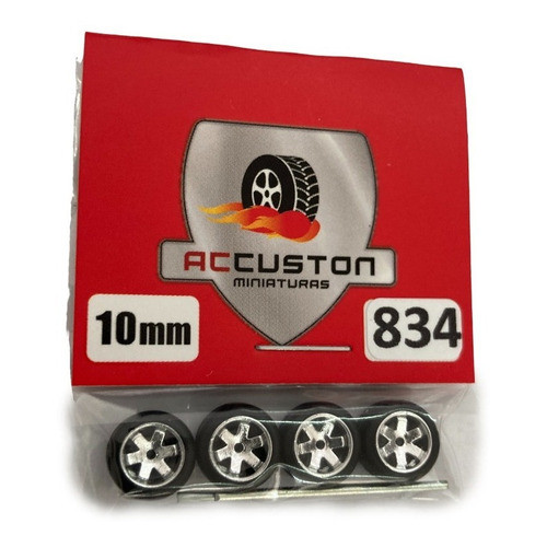 Rodas com pneu de borracha Para Customização de Hot Wheels Matchbox e Perfil Baixo 1/64  Ac Custon 10 mm modelo 834