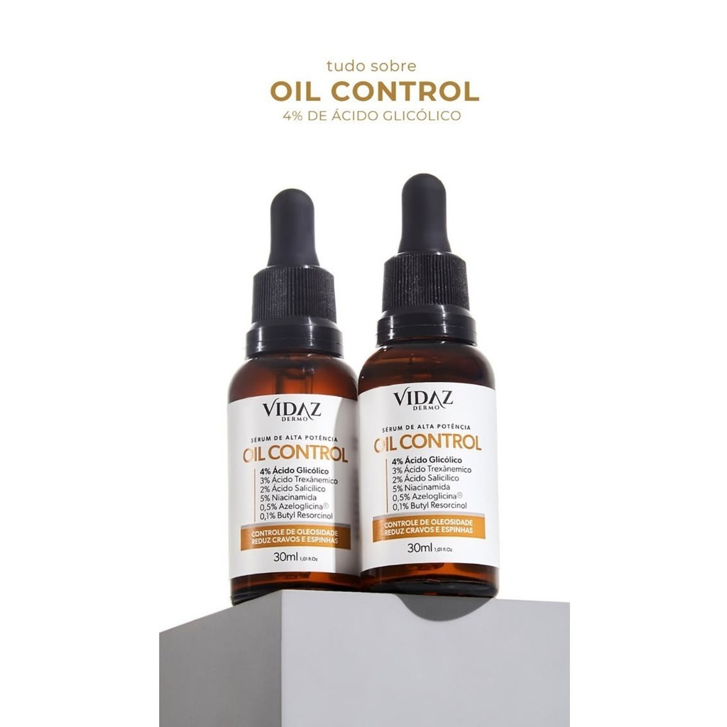 Sérum Facial Oil Control – Vidaz | Reduz cravos e espinhas | Minimiza poros e uniformiza o tom