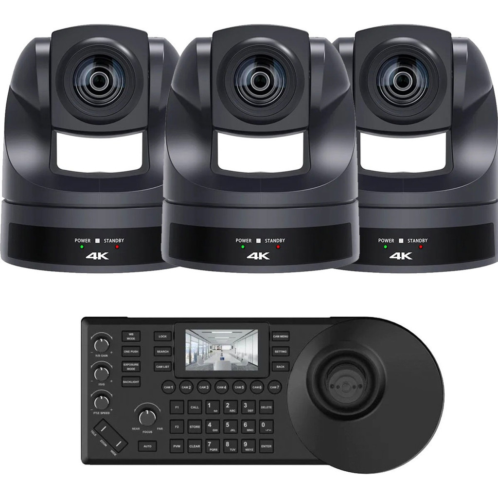 Kit 3 Câmeras Ptz 4k Transmissão Ao Vivo Joystick 4d Monitor