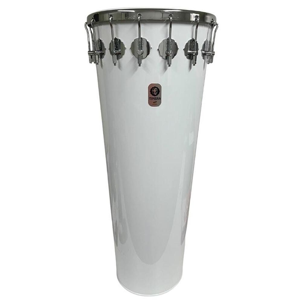 TIMBAL TIMBRA 14X90CM BRANCO C/ARO CROMADO PELE LEITOSA 16AF