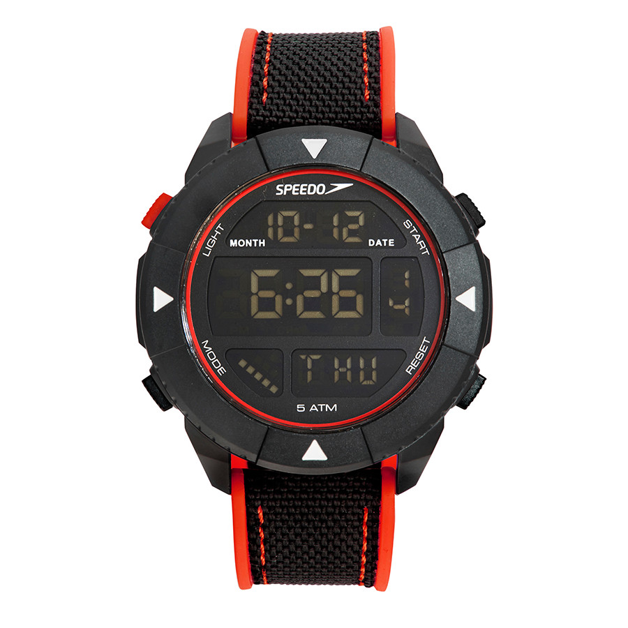 Relogio Masculino Preto e Vermelho Digital Grande Speedo NF