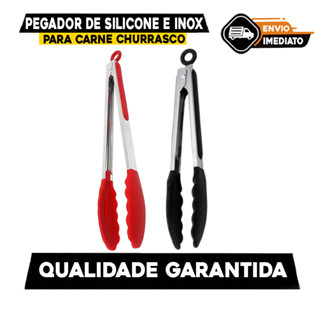 Pegador De Silicone e Inox Para Carne Churrasco Salada Cozinha LEVE JA em Oferta na Shopee