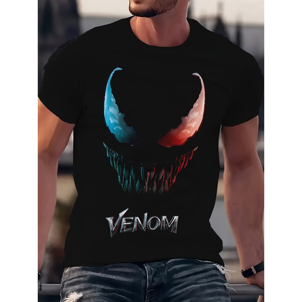 Camiseta Unissex Premium Plus size Venom Caveira 3D Retro Básica  100% Algodão Confecção Própria