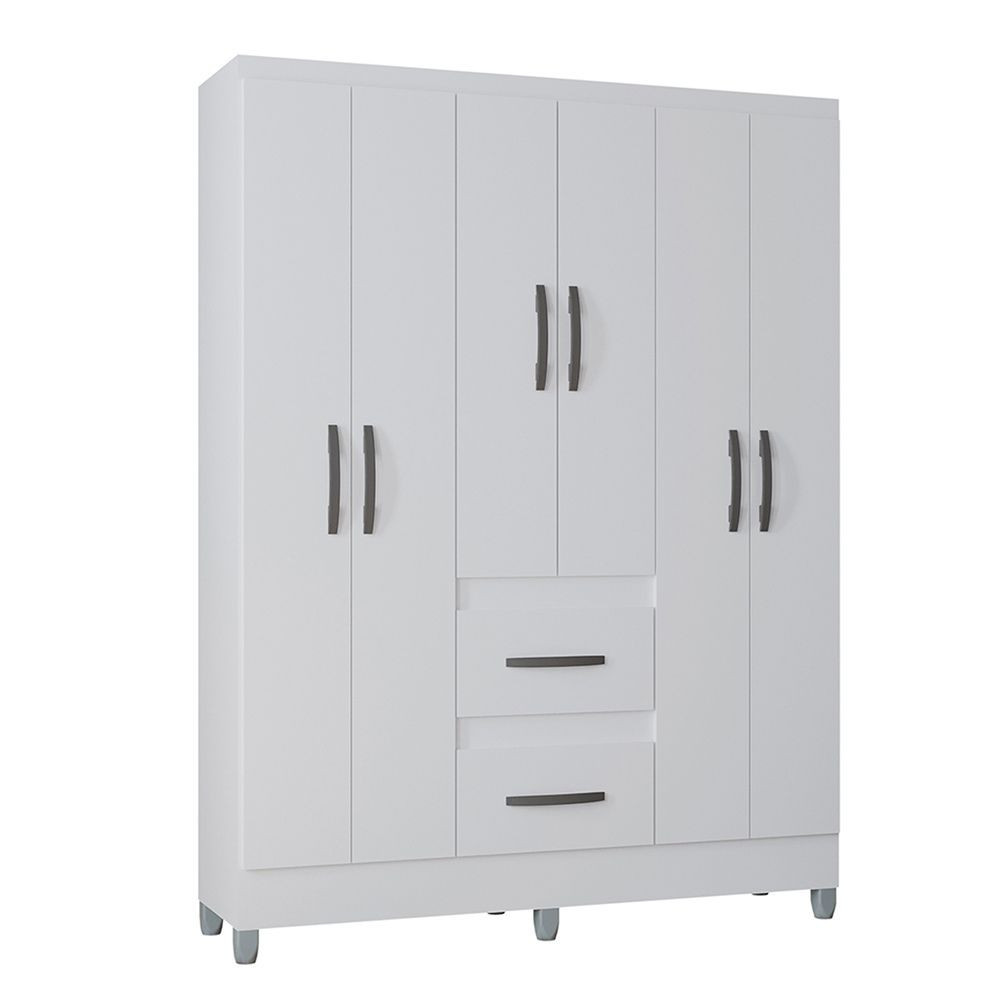 Guarda-Roupa Solteiro 6 Portas 2 Gavetas Capri Poquema em Oferta na Shopee