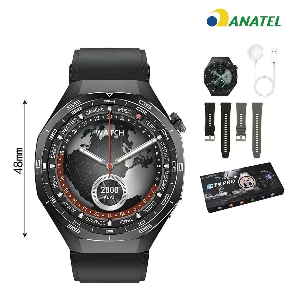 Smartwatch GT5 Pro GPS NFC com tela HD e monitor de frequência cardíaca FANG