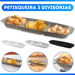 Petisqueira Retangular Para Frios Queijo Com 3 Divisórias Para Petiscos - SUPER OFERTA
