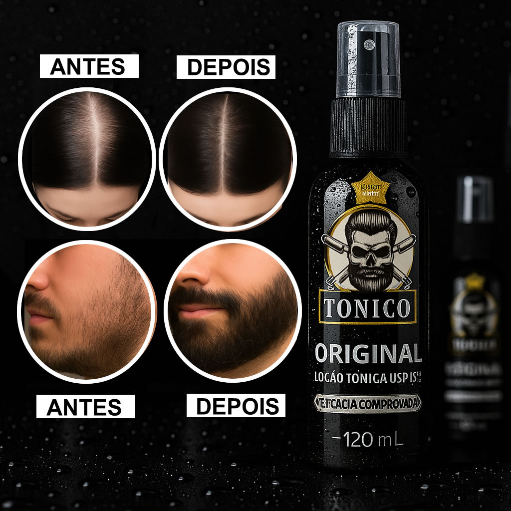 Tônico Crescimento Capilar, cabelo, barba e sobrancelha com falhas