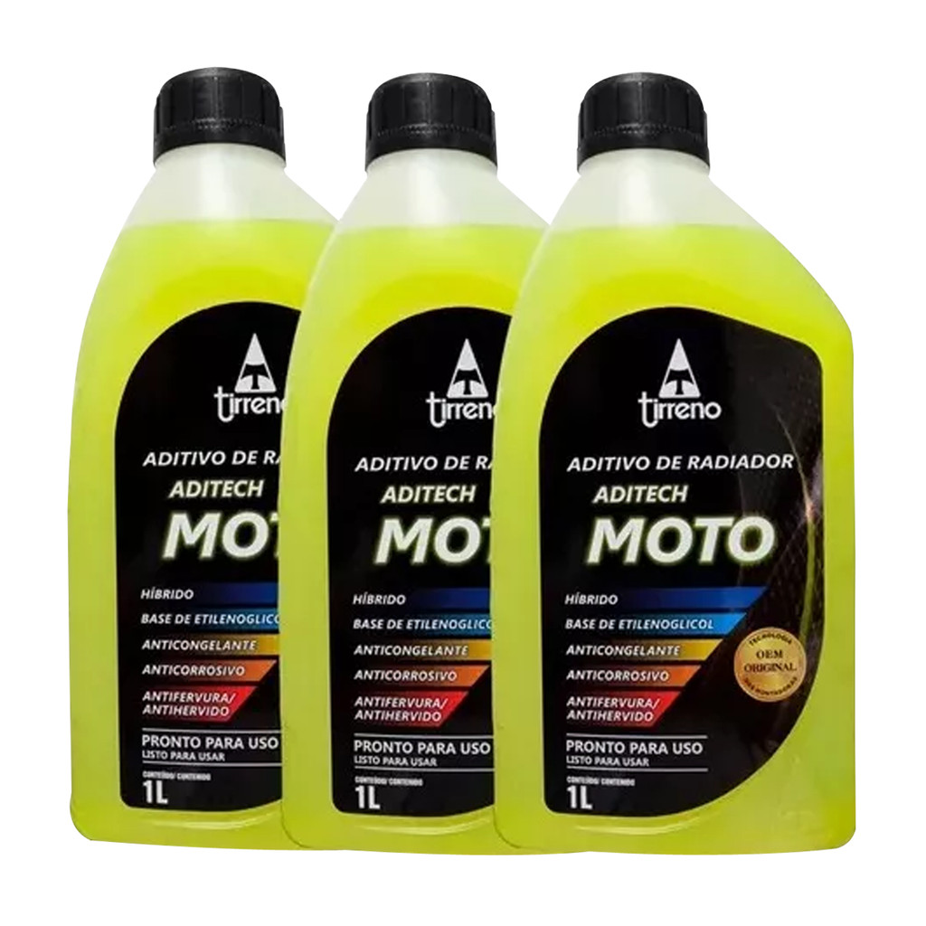 KIT 3 Aditivo Radiador De Moto Pronto Uso Amarelo 1l Tirreno em Oferta na Shopee